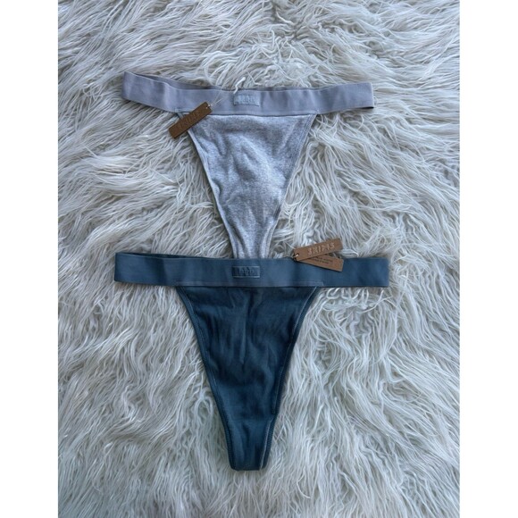 Skims Cotton Rib Thongs Bundle Size Large - Picture 1 of 12